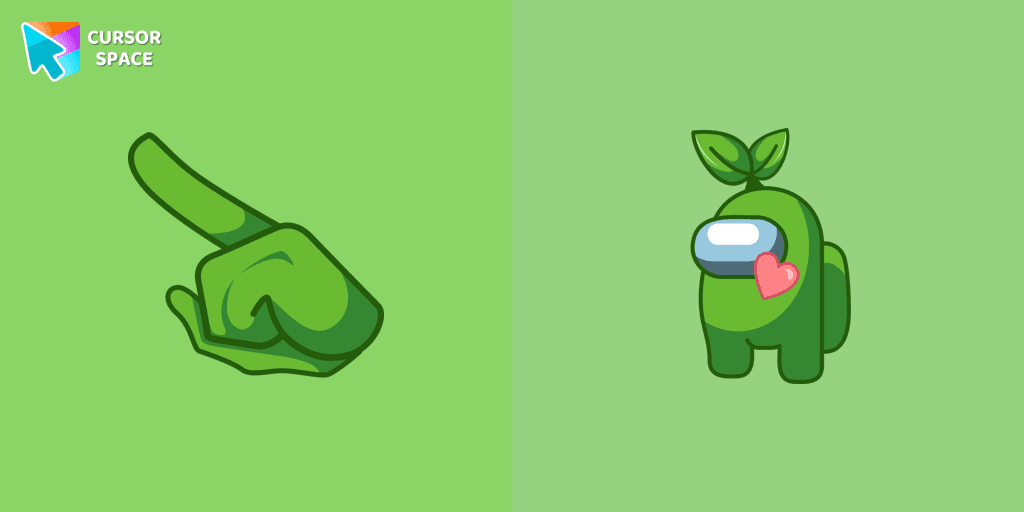 Among Us Green Character With Green Leaf cursor